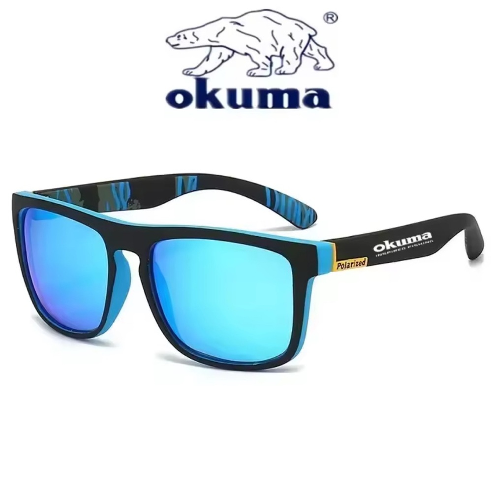 Okuma Men's Polarized Blue Lens Sunglasses - Black Frame